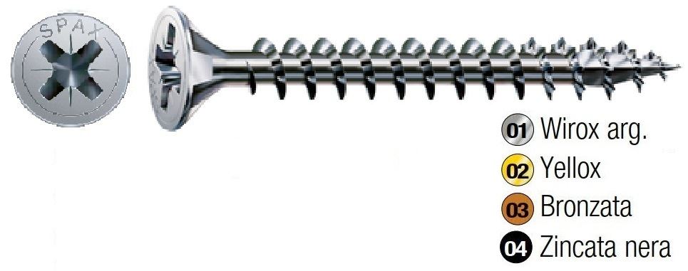 Vite SPAX modello 910 testa piana svasata taglio croce 5x50 per fissag