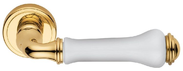 Maniglia Per Porta In Porcellana Di Limoges - Doppio Pomello Ovale, Bianco Su Ottone - Foto 9