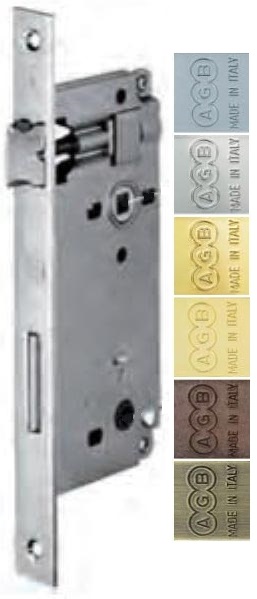 Serratura AGB Bagno Bordo Tondo - Cromo Opaco Con Scrocco Reversibile, Frontale 22 Mm - Foto 3